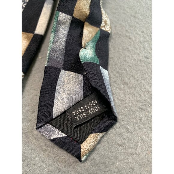 JT Beckett Mens Silk Tie Multicolor Geometric Pattern Silk Necktie - Picture 4 of 5
